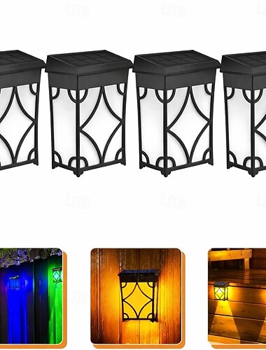  Varmt lys, solcelledrevet vegglampe, egnet for gjerder, inngangsdører, trapper, gårdsplassvegger, personlig dekorasjon, utendørs, ip65 vanntett, solcelledrevet vegglampe