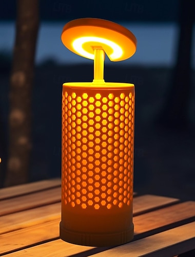  LED-kampeerlamp voor buiten, verstelbare warme zaklamp voor in de tent, draagbare noodlamp met USB-C-oplaadpoort, ideaal voor wandelen, feesten en als kerstcadeau.