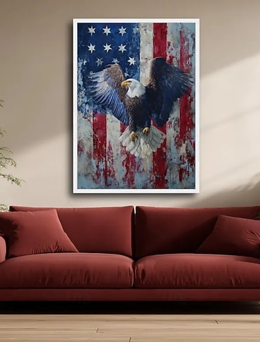  250 Jahre Amerika, handgemaltes Ölgemälde auf Leinwand, Wanddekoration, Weißkopfseeadler startet und fliegt frei, für die Heimdekoration, gerollt, rahmenlos, ungespannt