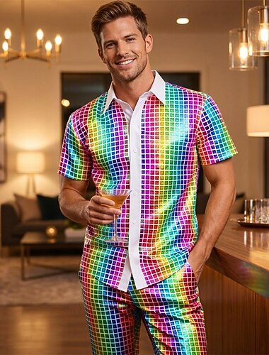  عتيق / معتق السبعينات ديسكو بلوزة / قميص ملابس تنكرية رجالي زي الكرنفال عيد الرعب مهرجان حفلة تنكرية أداء حفل / مساء خشبة المسرح قميص للربيع والصيف