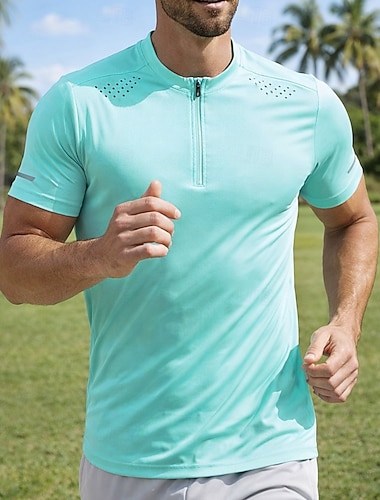  Per uomo Sfumatura T-shirt da corsa Maglia a compressione Maglia atletica Sport in alto Estate Manica Corta Asciugatura Rapida Traspirante Allenamento in Palestra Camminata Jogging Blu Verde salvia