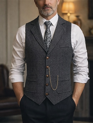  كلاسيكي 1920-tallet Retro / vintage سترة vest Den store Gatsby Brudgomsmenn Kostyme Herre Karneval Maskerade Skoleball Fest Bryllup Voksne Vest Vår Høst