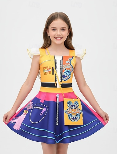  Kpop-inspirert Inspirert av koreansk idol Popstjerne Kjoler Film Aktiv for Jente Barn Halloween Karneval Daglig