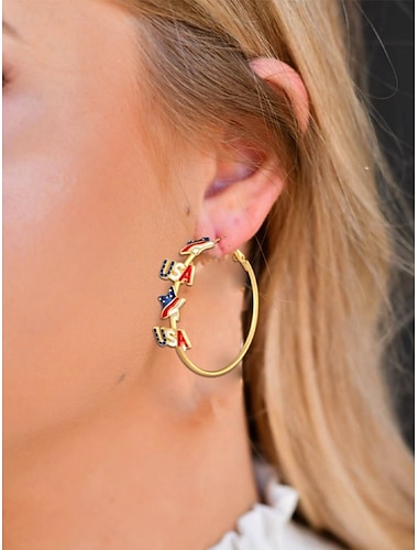  Verenigde Staten 250e Jubileum Dames Legering USA Thema Oorbellen Rood Wit  Blauw Sterren Perfect voor de VS Onafhankelijkheidsdag  Casual Dagelijkse Wear