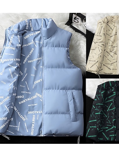  Męskie Kamizelka turystyczna Kamizelka puchowa Kamizelka dwustronna Zima Jesień Na wolnym powietrzu Keep Warm Yelek Łowiectwo Wędkarstwo Wspinaczka Czarny Niebieski Khaki