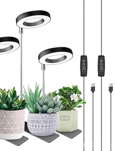  LED teleskopisk plantevekstlys, engelring fullspektret, rød &Blått lys for sukkulenter og blomster, dimbar, timer, supplementlys for inneplanter, dyrkingslampe