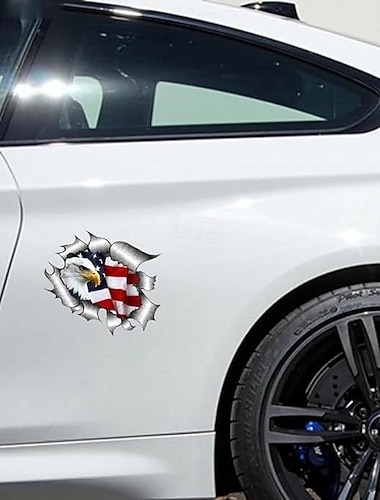  10 stk. amerikansk flaggørn-bildekaler, patriotiske amerikansk flagg, hvithodeørn-vinylvanntette klistremerker til biler, lastebiler, SUV-er, vinduer, dører - store grafiske dekaler til