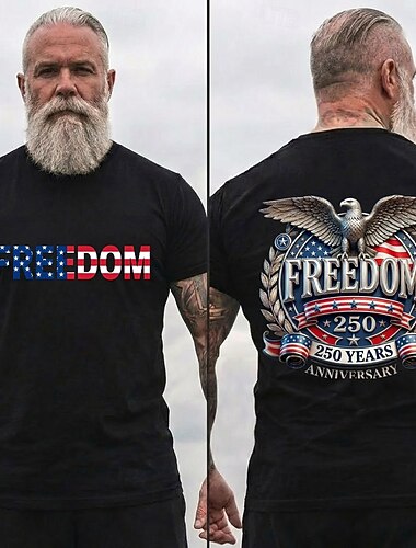  4 luglio 2026 250° Memorial Day Maglietta da uomo in 3D stampa Bandiera USA a girocollo a maniche corte Strada quotidiana