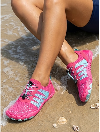  Roze sportieve waterschoenen voor dames met ademend mesh - flexibele, sneldrogende watersneakers, comfortabele waterschoenen voor strandwandelingen, zwemmen, varen en yoga. &buitenactiviteiten