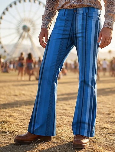  Rétro Vintage Boho Années 1970 Pantalon Pantalons à pattes d'éléphant Hippie Disco Taille haute Rayé Déguisement Femmes Halloween Carnaval Festival de Musique Soirée à thème rétro Adulte Pantalon