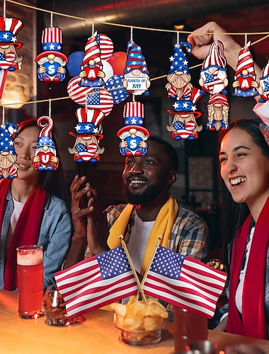  8/24 pakker tredimensjonal uavhengig japansk rose USA tre velkomstskilt feriefest veranda dekorasjon anheng