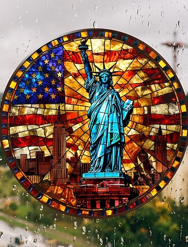  4 stk. 4. juli-klistremerker, uavhengighetsdagen kollisjonsvarselklistremerke dobbeltsidig farget elektrostatisk vindusglassklistremerke kan fjernes