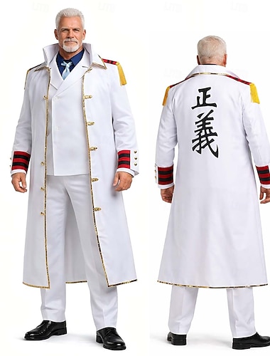  Haveventyrer Garp Marinesoldater Stråhattpirat Anime Cosplay kostyme Drakter Cosplay-drakter Halloween Karneval Trøye Topp Bukser Til Herre Tenåring Voksne