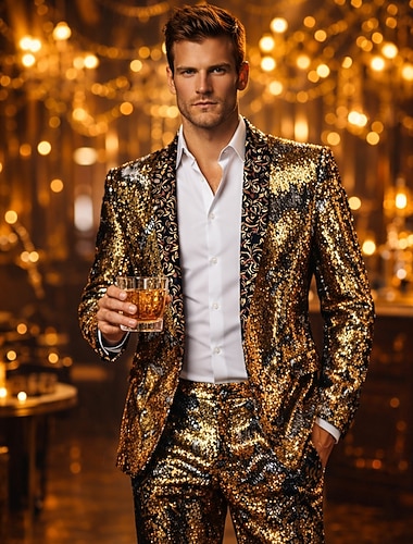  Disco Années 1980 Queue-de-pie Grande taille Manches longues Disco Paillettes Déguisement Homme Costume de Carnaval Mascarade Club Défilé de la Fierté Mois des Fiertés Adulte Manteau Toutes saisons