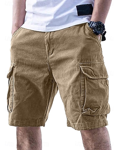  Herren Cargohose Cargohosen Cargo-Shorts Shorts Freizeitshorts Tasche Elastischer Bund Einfach Einheitliche Farbe Komfort Knielang Lässig Outdoor Streetwear Mode Streetwear Blau Schwarz Unelastisch
