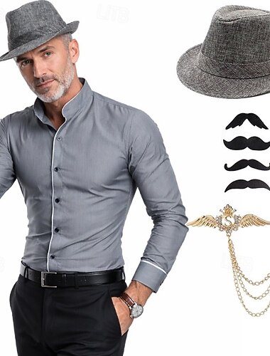  Möly 20s 1920-luku Retro / vintage Asut Pusero Tarvikesarja Pitkähihainen Herrasmies Gangsteri Naamiaispuku Miesten Karnevaali Naamiaiset Cocktailjuhla Teematapa Aikuisten Pusero Lisää tarvikkeita