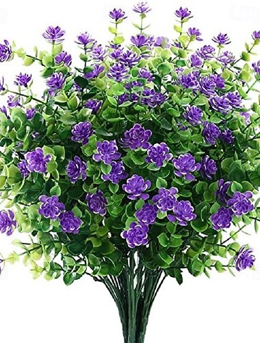  6 Bündel künstliche Blumen für den Außenbereich, UV-beständig, farbecht, künstliche Kunststoffpflanzen für Garten, Veranda, Fensterkasten.