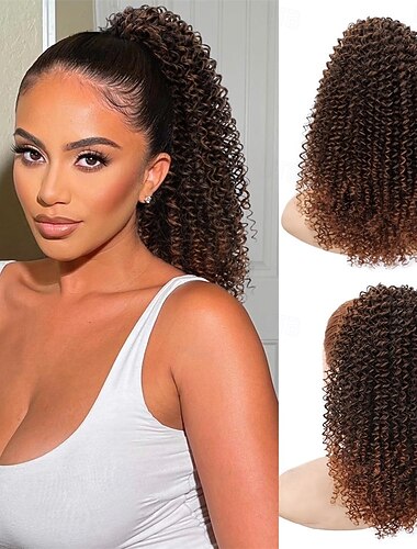 Coda di cavallo con coulisse, coda di cavallo afro riccia crespa, extension per capelli da donna, coda di cavallo, extension per capelli sintetici, coda di cavallo afro riccia crespa da 14 pollici
