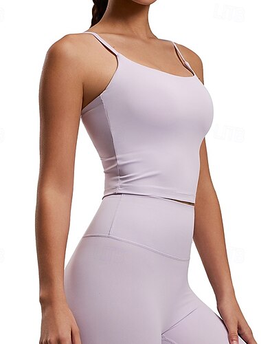  Mujer Sujeción Media Camiseta sin mangas acolchada Sujetador para correr Delgado Sujetador superior Acolchado Gimnasio Ejercicio Corriendo Ligero Elástico Transpirable Negro Blanco Azul Color sólido