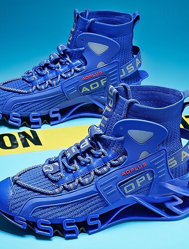  scarpe da ginnastica alte da uomo, materiale traspirante in maglia, ammortizzanti, perfette per attività all'aperto e allenamento