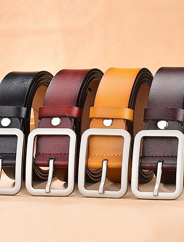  Herren Gürtel Klassisch Leder Elegant Mode Lässig Einfarbig Schwarz Rote Lässig Täglich Geschäft Taillengürtel