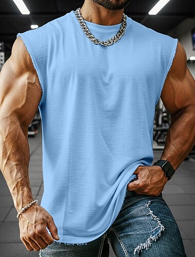  Homens Malha Íntima Camiseta de algodão Sem Manga Manga Curta Alças Gola Redonda Decote Redondo Verão Tecido Moda Clássico Casual Puro Casual Ginásio Rua Branco Azul Marinha Verde Tropa Top Tee para