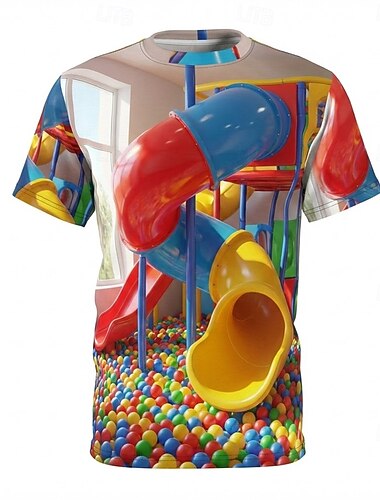  Herre 3D Print 3D T skjorte Kortermet T skjorte 3D-utskrift Crew-hals Skjorte overdrevet Designer Daglig Klubb Fest Blå Rød Sommer Vår Alle årstider Klær S M L XL XXL XXXL