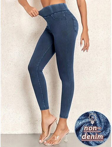  Dámské Džíny Legíny prázdniny Šik ven Na běžné nošení Plná délka Středně vysoký pas Bez vzoru Kapsy Elastický pas Pohodlný Pohodlné Vysoká pružnost Denní Venkovní Streetwear Černá Modrá Hnědá Světle