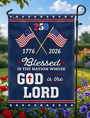  250. Jahrestag der USA, Jubiläumsflagge Amerikas 1776–2026, patriotisches Gedenkbanner der gesegneten Nation zur Unabhängigkeit