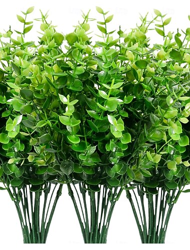  9 mazzi di arbusti artificiali, cespugli, piante di bosso artificiali, 63 steli, piante in plastica sintetica resistenti allo sbiadimento per giardino, fattoria, veranda, patio, fioriera, matrimonio,