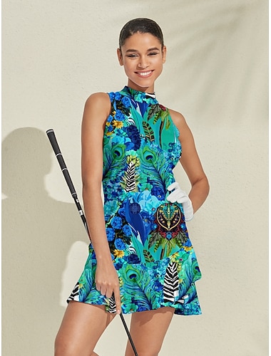  Naisten golf mekko Sininen Hihaton Naisten Golfasut Vaatteet Asut Vaatteet