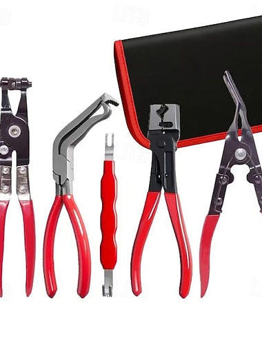  Kit di 5 pinze per scollegare i cavi elettrici per auto, set di pinze per fascette stringitubo, strumento di rimozione dei terminali per il cablaggio dell'auto, spina del sensore &clip di rifinitura -