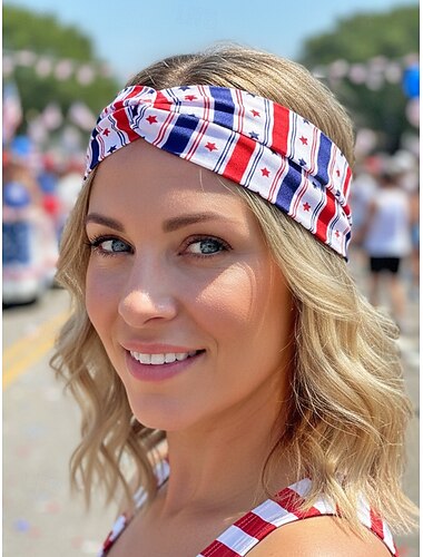 Verenigde Staten 250e Jubileum Dames Patriottische Polyester Haarband Rekbare Elastische Haarwikkel met Meerdere USA Vlag Stijlen Lichtgewicht  Comfortabel Feestelijke Onafhankelijkheidsdag