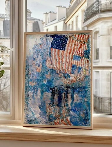  Handgemaltes Ölgemälde auf Leinwand, Wanddekoration mit amerikanischem Sternen- und Streifenmuster, gerollt, rahmenlos, ungespannt