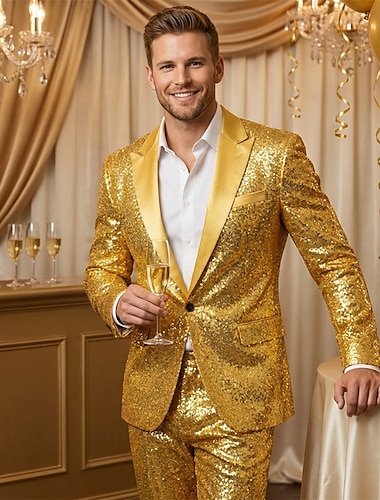  Disco Années 1980 Smoking Queue-de-pie Grande taille Manches longues Disco Paillettes Déguisement Homme Costume de Carnaval Mascarade Club Défilé de la Fierté Mois des Fiertés Adulte Manteau Automne