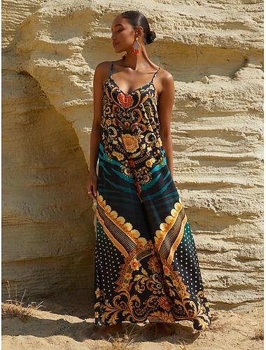  smaragdgrüner Kaiserinnen-Jumpsuit aus seidigem Satin-Cami