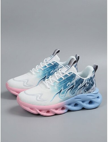  damemote med polstrede joggesko - pustende nettingsko med snøring og støtdempende såle for kvinner, stilige sporty joggesko for turgåing, treningsstudio, jogging, reiser &daglig fritidsklær