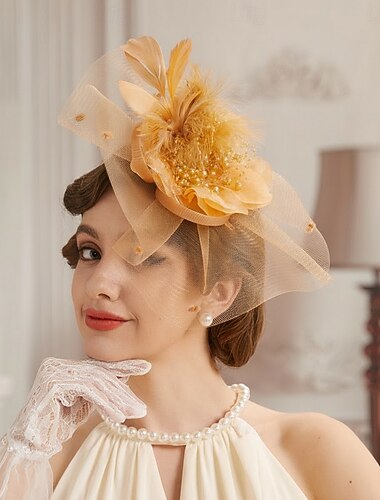  Derby Fascinator Gentlewoman Floral Fancy Dress Women's Masquerade Wedding Party Ascot Horse Racing Festival Adults' Headpiece All Seasons