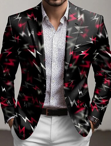  Per uomo Grafico Giacca blazer Cappotto Confortevole Traspirante Artistico Casual Quotidiano Abbigliamento da sera Stampa 3D Bottoni Multi-tasche Autunno & Inverno Primavera Colletto piatto Manica