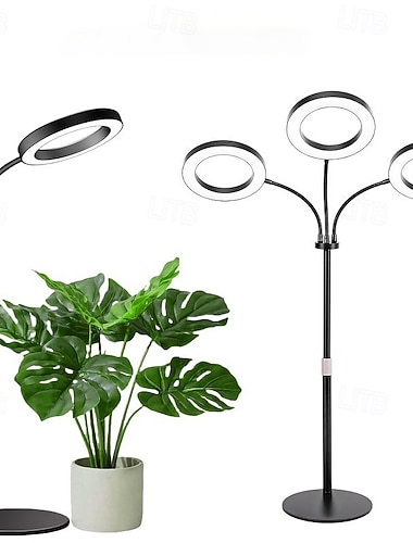  6-tommers LED-plantelys, dimbart supplementlys for innendørs bruk, justerbar høyde og teleskopisk, for saftig og grønn plantevekst, gulvlampe, vekstlampe