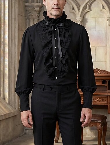  Vittoriano Medievale Rinascimento Camicia Lunghe Principe Gentiluomo Nobile Tinta unica Costume Per donna Fantasia Reale Stile Steampunk Halloween Carnevale Mascherata Fiera Rinascimentale LARP Festa