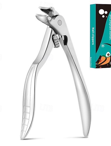  Cortaúñas curvo de acero inoxidable, cortaúñas de mandíbula ancha antisalpicaduras, cortaúñas ergonómico resistente para uñas encarnadas. &Uñas gruesas, herramienta de cuidado portátil para personas
