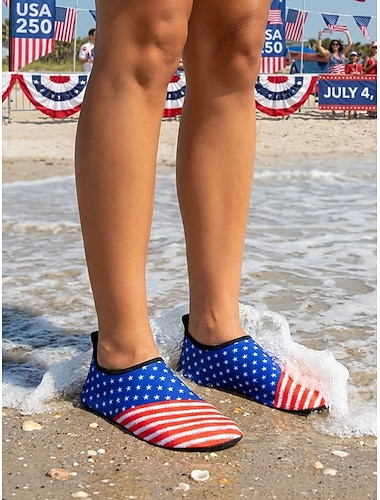  Chaussures aquatiques pour femmes, édition spéciale 250e anniversaire des États-Unis - Chaussures de plage confortables à enfiler, imprimées du drapeau, idéales pour les événements patriotiques, les