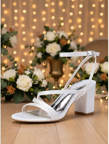  Ivoren dames sandalen met bandjes en platte hakken, minimalistische bruidsschoenen met enkelbandje, elegante schoenen voor een stadsbruiloft.