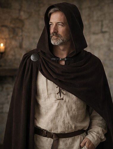  عتيق / معتق العصور الوسطى عصر النهضة الرأس الفارس Ranger ملابس تنكرية رجالي عيد الرعب مهرجان مناسب للحفلات معرض النهضة حفلة ذات طابع ريترو بالغين عباءة كل الفصول