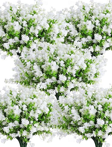  10 mazzi di piante artificiali, steli finti, fiori, arbusti, piante finte in plastica, fiori finti all'ingrosso, decorazioni primaverili ed estive per la casa, tavolo, finestra, patio, decorazioni per
