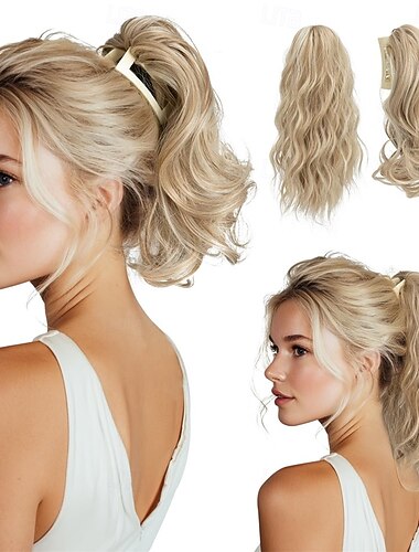  2 sztuki przedłużek do kucyków, spinki do włosów, krótkie kucyki, falowane, kręcone, syntetyczne dopinki do włosów dla kobiet, zestaw 12 cali i 14 cali