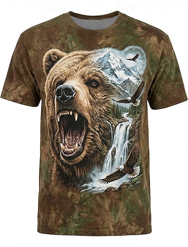  Herren Tiermotiv Lustig T Shirt Kurzarm T-Shirt 3D-Druck Rundhalsausschnitt Hemd Übertrieben Designer Party Ferien Purpur Orange Braun Sommer Frühling Bekleidung S M L XL XXL XXXL