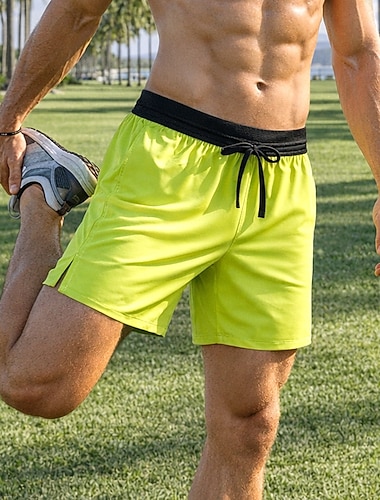  Męskie Spodenki do biegania Sportowe szorty Spodenki sportowe Ściągana na sznurek Tylna kieszeń zapinana na zamek Szorty Codzienny Na zewnątrz Sport Lato Szybkie wysychanie Odprowadza wilgo