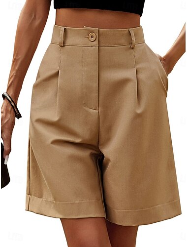  Dames Broek met linnenlook Chinese Korte broek Zomer korte broeken Vakantie Modieus Streetwear Korte Hoge taille Effen Kleur Zak Comfortabel Zacht Ademend Micro-elastisch Buiten Straat Zwart Wit